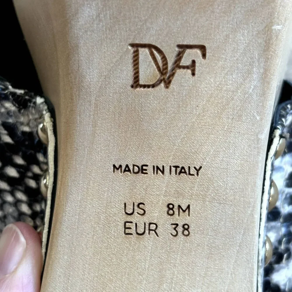Diane von Furstenberg Snake Print Wooden Platform Sandal Womens 8M Italy Y2K New